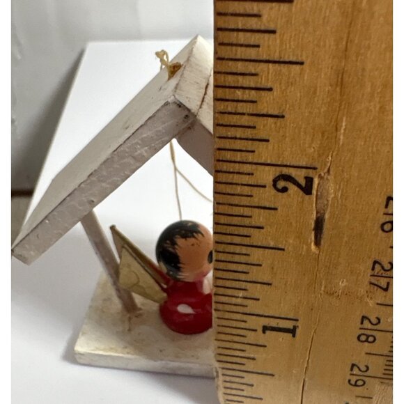 Handcrafted Wooden Christmas Ornaments Set Of 5 Skaters Nativity Bell - Picture 3 of 11